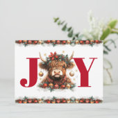 Cute Highland Cow Joy Christmas シーズンカード (スタンド正面)