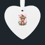 Cute Highland Cow Lover Santa Hat Western Christma オーナメント<br><div class="desc">Cute Highland Cow Lover Santa Hat Western Christmas Pajamas Long Sleeve T-Shirt (3)</div>