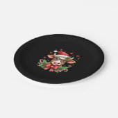Cute Highland Cow Lover Santa Hat Western Christma ペーパープレート (アングル)
