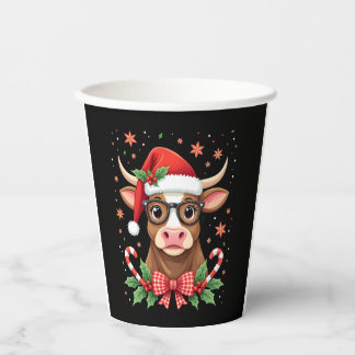 Cute Highland Cow Lover Santa Hat Western Christma 紙コップ