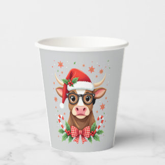 Cute Highland Cow Lover Santa Hat Western Christma 紙コップ