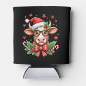 Cute Highland Cow Lover Santa Hat Western Christma 缶クーラー (正面)