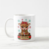 Cute Highland Cow Personalized Name Christmas コーヒーマグカップ (左)
