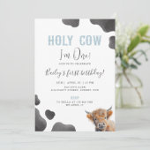 Cute Highland Cow Themed 1st Birthday Party 招待状 (スタンド正面)