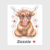 Cute Highland Cow Valenti Custom-Cut Vinyl Sticker シール (シート)