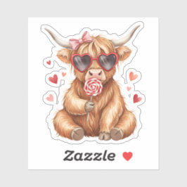 Cute Highland Cow Valenti Custom-Cut Vinyl Sticker シール