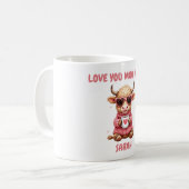 Cute Highland Cow Valentine Heart Glasses Coffee m コーヒーマグカップ (正面左)