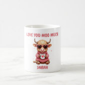 Cute Highland Cow Valentine Heart Glasses Coffee m コーヒーマグカップ (中央)