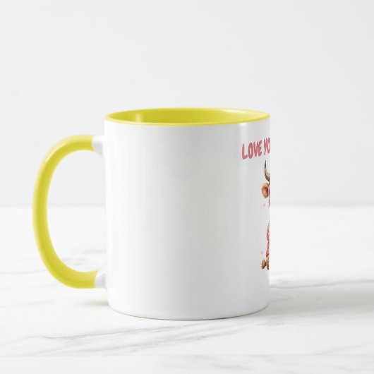 Cute Highland Cow Valentine Heart Glasses Coffee m マグカップ (左)