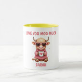 Cute Highland Cow Valentine Heart Glasses Coffee m マグカップ (中央)