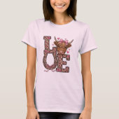 Cute Highland Cow Valentine Love Tシャツ (正面)
