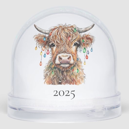 Cute Highland Cow with Christmas Lights  (裏面)