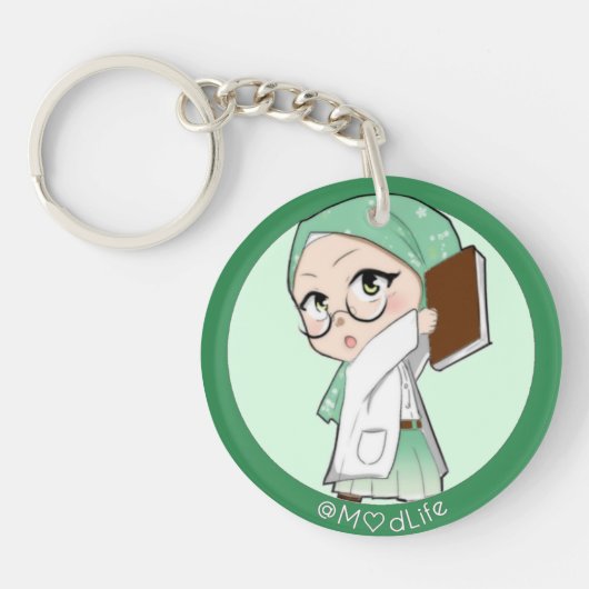 cute hijabed anime key chain キーホルダー (正面)