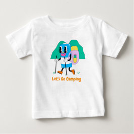 Cute Hiking Battery Character – Funny Camping Cart ベビーTシャツ