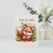 Cute hiking fox lovers customizable  ポストカード (スタンド正面)