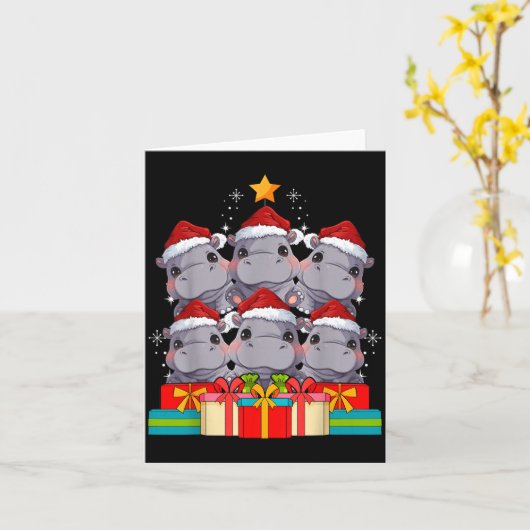 Cute Hip Le Hiptamus Christmas Tree Xmas Hat  カード (黄色い花)