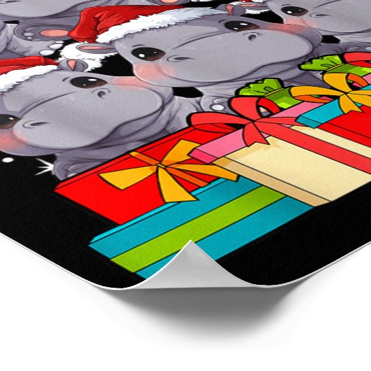 Cute Hip Le Hiptamus Christmas Tree Xmas Hat  ポスター (角)