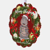 Cute Hippo christmas tree zoo animal Xmas Wealth f オーナメントカード (左)