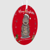 Cute Hippo Christmas tree zoo safari Xmas plaid pa オーナメント (正面)