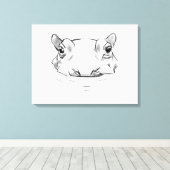 Cute hippo drawing キャンバスプリント (インサイチュ (ウッドフロア))