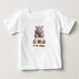 Cute Hippo Letter H Kids T-Shirt | Animal Alphabet ベビーTシャツ