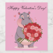 Cute hippo, perfect gift for Valentine’s Day ワインラベル (シングルラベル)