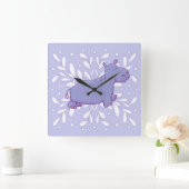 Cute Hippo Wall Clock スクエア壁時計 (ホーム)