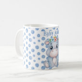 Cute hippo with baby name blue polka dots コーヒーマグカップ (正面左)
