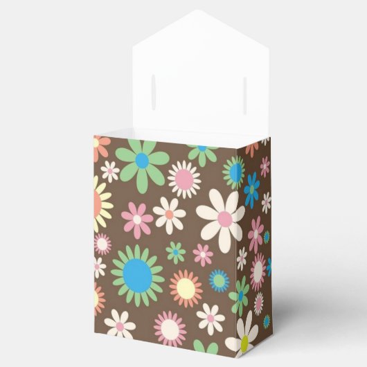 Cute Hippy Flower Power Pattern Brown フェイバーボックス (オープン)