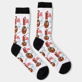 Cute Ho Ho Ho One photo Name Merry Christmas  ソックス (右)