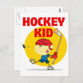 cute hockey kid cartoon character ポストカード (正面/裏面)