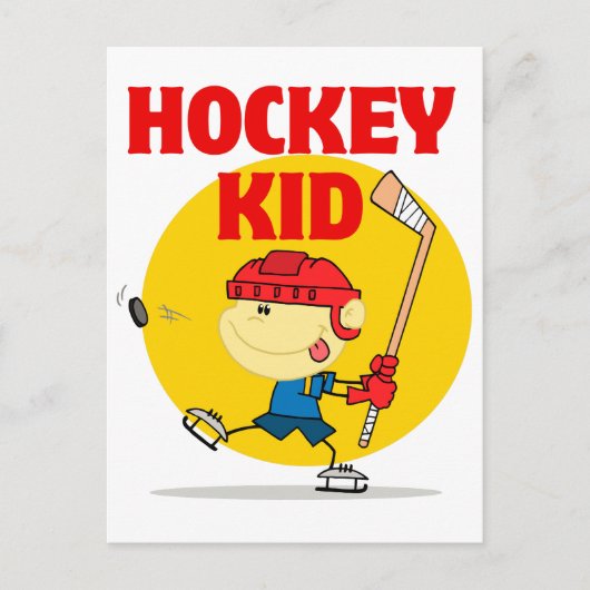 cute hockey kid cartoon character ポストカード (正面)