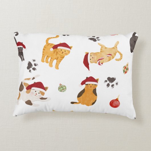 Cute Holiday Cat Pattern アクセントクッション (裏面)