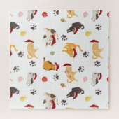 Cute Holiday Cat Pattern ジグソーパズル (横)