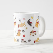 Cute Holiday Cat Pattern ジャンボコーヒーマグカップ (正面右)
