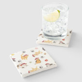 Cute Holiday Cat Pattern ストーンコースター (横)