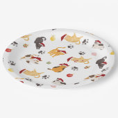 Cute Holiday Cat Pattern ペーパープレート (アングル)