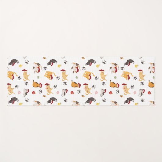 Cute Holiday Cat Pattern ヨガマット (正面(横))