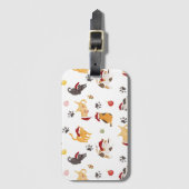 Cute Holiday Cat Pattern ラゲッジタグ (正面縦)