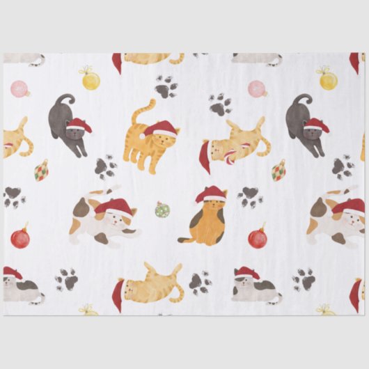 Cute Holiday Cat Pattern 薄葉紙 (正面)