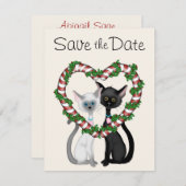 Cute Holiday CatsがDate 結婚 Savesにコメント 招待状 (正面/裏面)