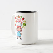 Cute Holiday Chef Mug with Festive Veggies ツートーンマグカップ (正面左)