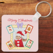 Cute Holiday Collage with Festive Pastel Frames キーホルダー (裏面)