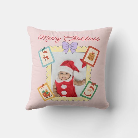 Cute Holiday Collage with Festive Pastel Frames クッション (裏面)