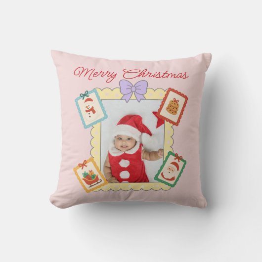 Cute Holiday Collage with Festive Pastel Frames クッション (正面)