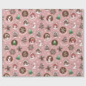Cute Holiday Cookie Merry Christmas Gift Wrap ラッピングペーパー (フラット)