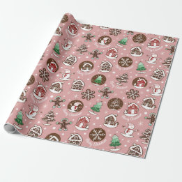 Cute Holiday Cookie Merry Christmas Gift Wrap ラッピングペーパー