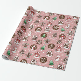 Cute Holiday Cookie Merry Christmas Gift Wrap ラッピングペーパー