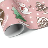 Cute Holiday Cookie Merry Christmas Gift Wrap ラッピングペーパー (ロールコーナー)