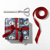 Cute Holiday Eskimo Tags Blue ラッピングペーパー